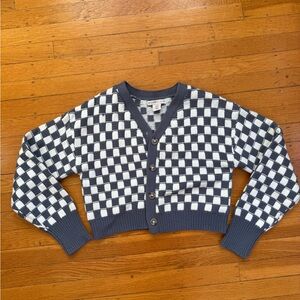 Checkered Blue and White Cardigan